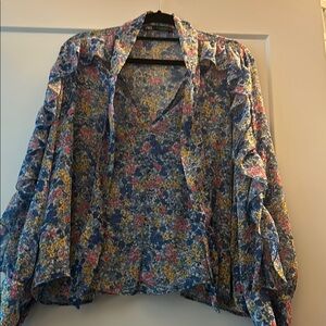 ZARA M EUC Sheer floral Blouse